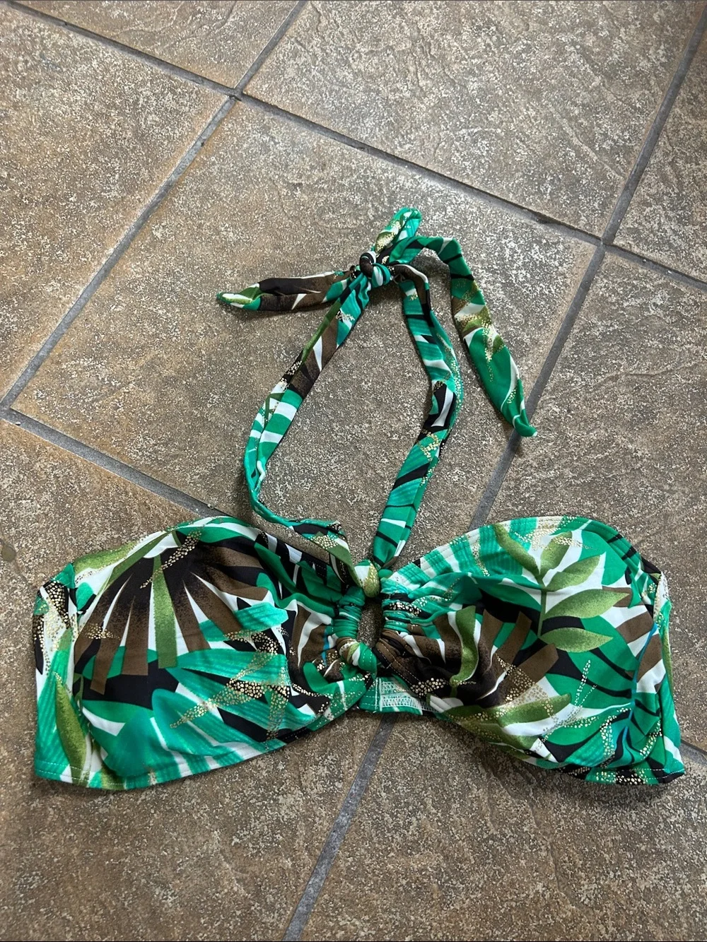 Tropical Green Bandeau Bikini Set - Women's Swim